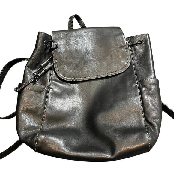 Frye Olivia Leather Backpack Large‎ Black Bag Purse - Picture 1 of 15